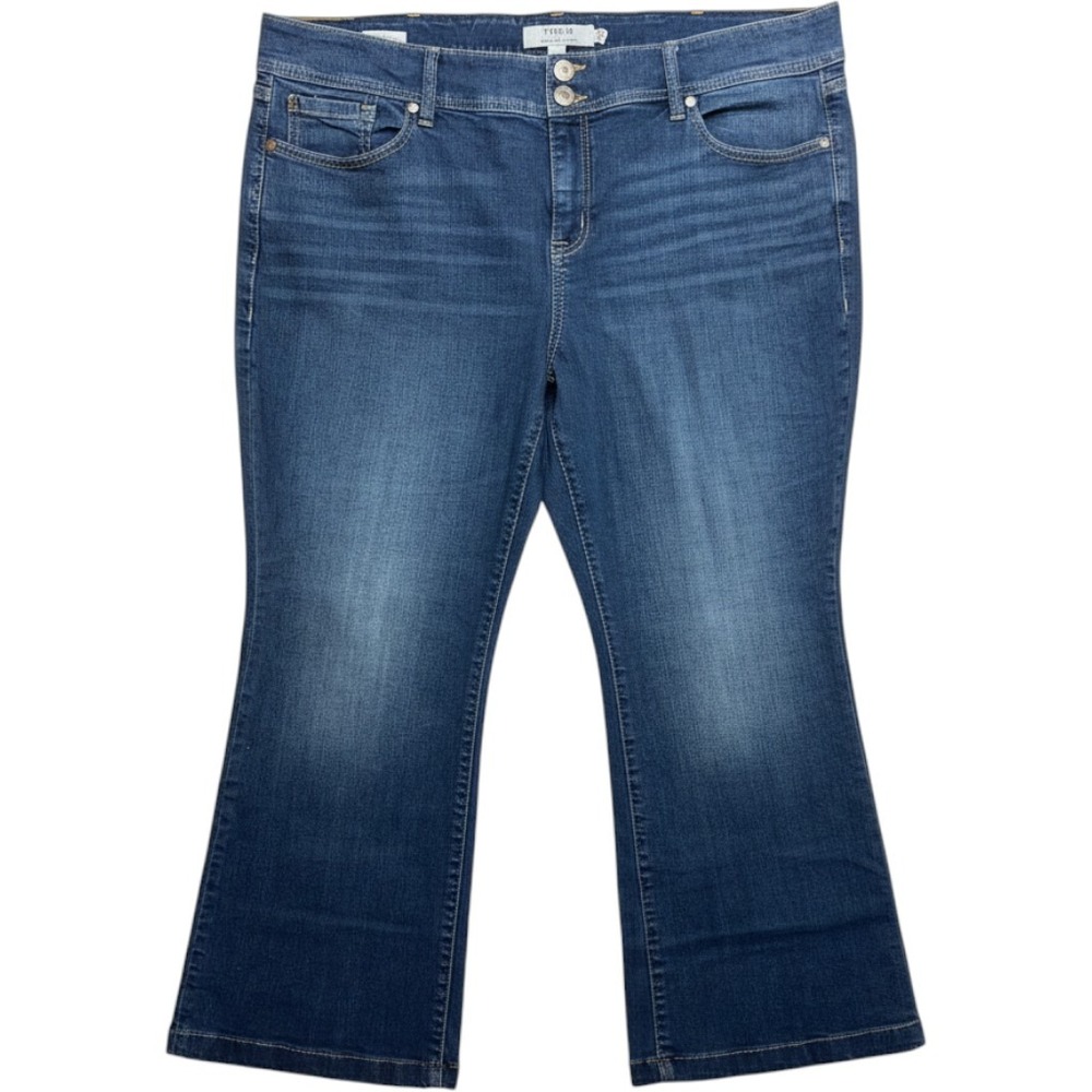 TORRID Flare Jeans 24 Short Plus Sz Blue High Rise Denim Flare Whiskering Retro